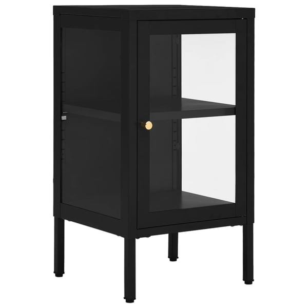 vidaXL skænk 38x35x70 cm stål og glas sort