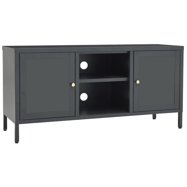 vidaXL TV-benk antrasitt 105x35x52 cm stål og glass