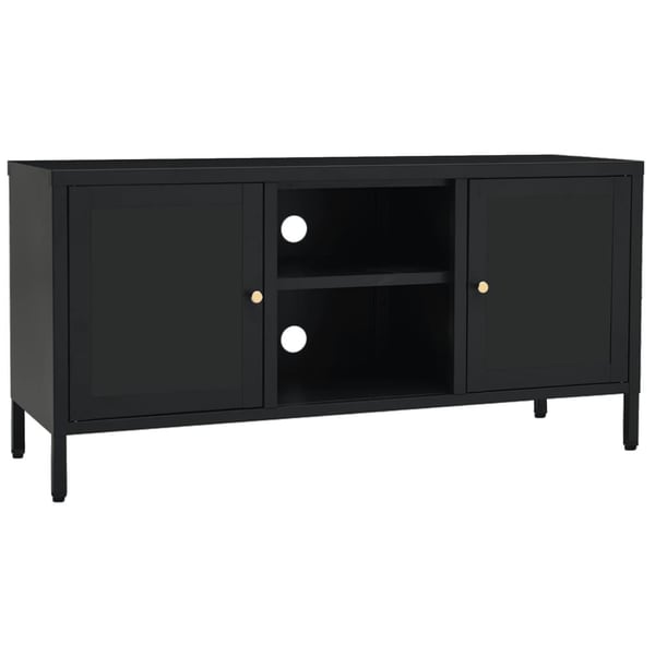 vidaXL TV-benk svart 105x35x52 cm stål og glass