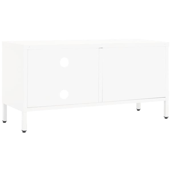 vidaXL TV-benk hvit 90x30x44 cm stål og glass