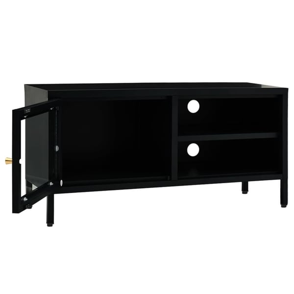 vidaXL TV-benk svart 90x30x44 cm stål og glass
