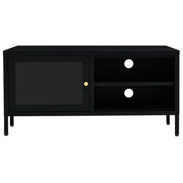 vidaXL TV-benk svart 90x30x44 cm stål og glass