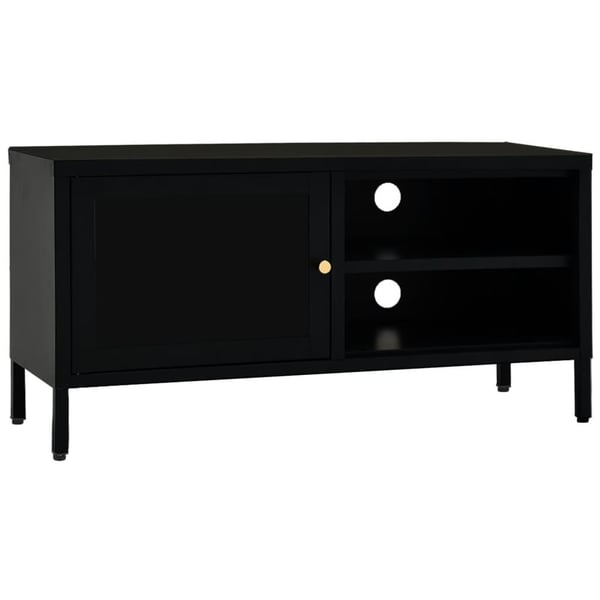 vidaXL TV-benk svart 90x30x44 cm stål og glass
