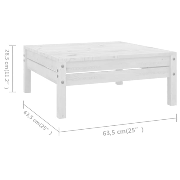 vidaXL Hagesofagruppe 4 deler hvit heltre furu