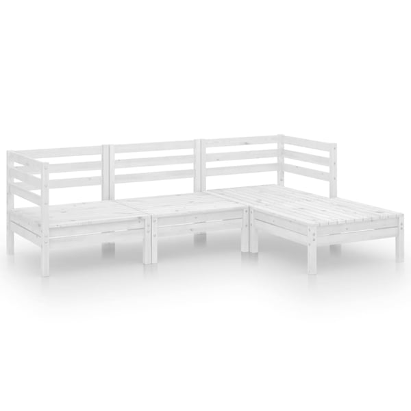 vidaXL Hagesofagruppe 4 deler hvit heltre furu