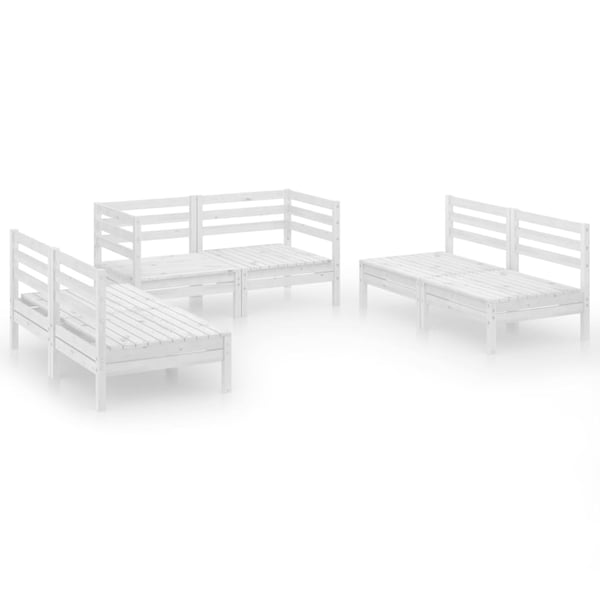 vidaXL Hagesofagruppe 6 deler hvit heltre furu