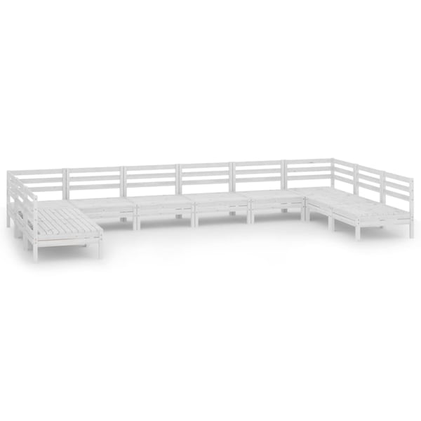vidaXL Hagesofagruppe 10 deler hvit heltre furu
