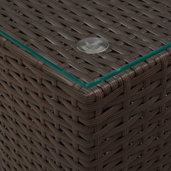 vidaXL Sidebord med glass topp brun 3 stk polyrotting