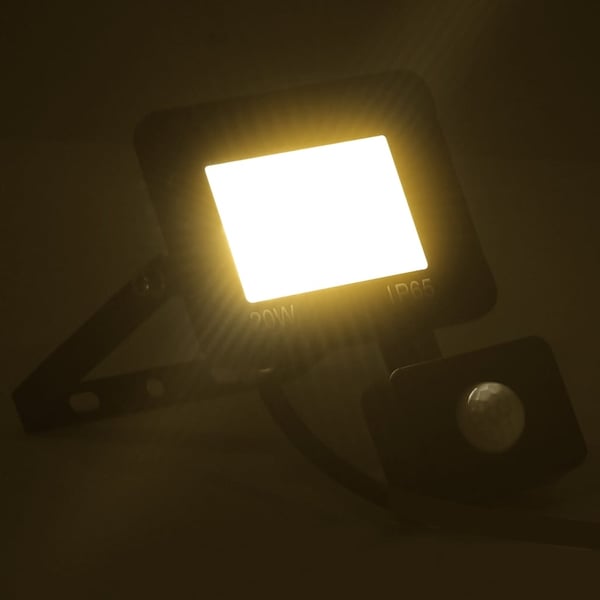 vidaXL LED-flomlys med sensor 20 W varmhvit