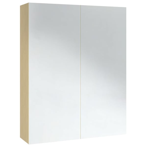 vidaXL badeværelsesskab med spejl 60x15x75 cm MDF hvid og egetræsfarvet
