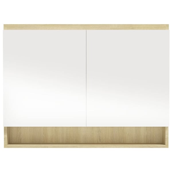 vidaXL Speilskap til bad 80x15x60 cm MDF hvit og eik