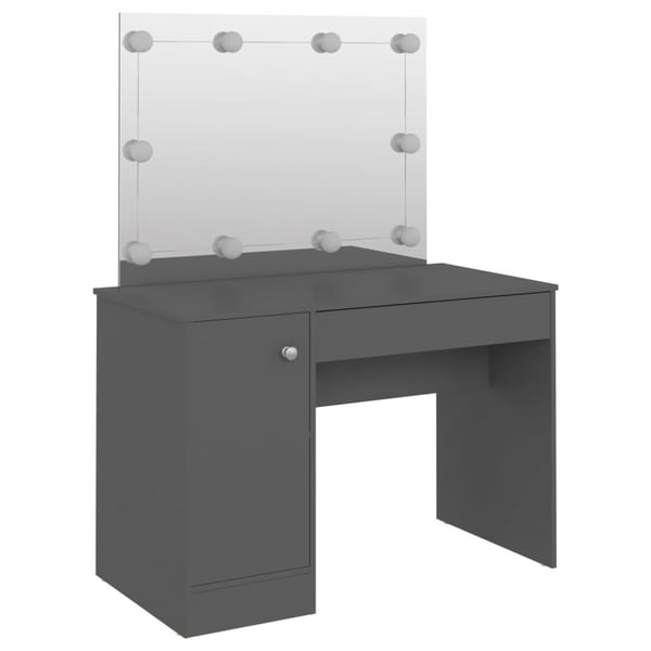 vidaXL makeupbord med LED-lys 110x55x145 cm MDF grå