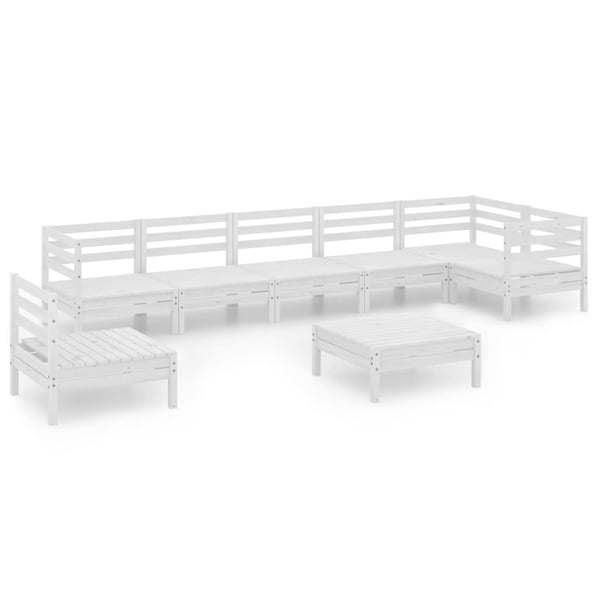 vidaXL Hagesofagruppe 8 deler heltre furu hvit