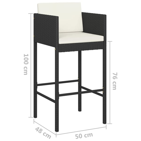 vidaXL barstole med hynder 4 stk. polyrattan sort