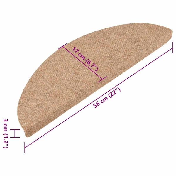 vidaXL Selvklebende trappematter 15 stk 56x17x3 cm beige