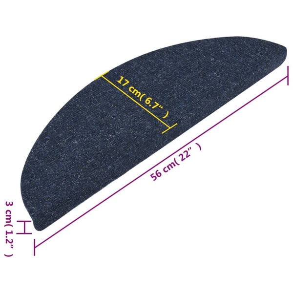 vidaXL Selvklebende trappematter 15 stk 56x17x3 cm blå