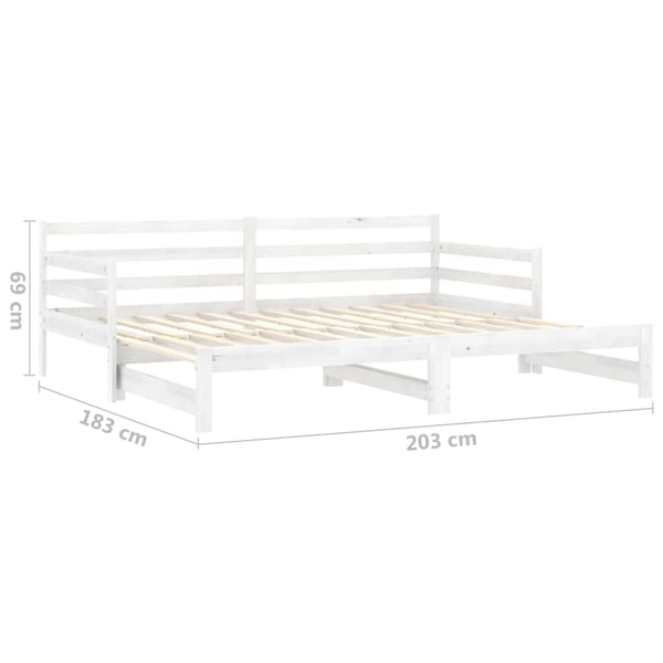 vidaXL Dagbädd utdragbar 2x(90x200) cm vit massiv furu