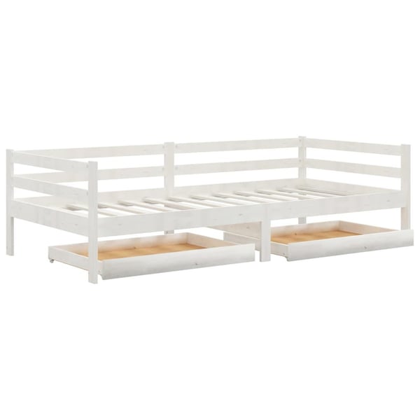 vidaXL daybed med skuffer 90x200 cm massivt fyrretræ hvid