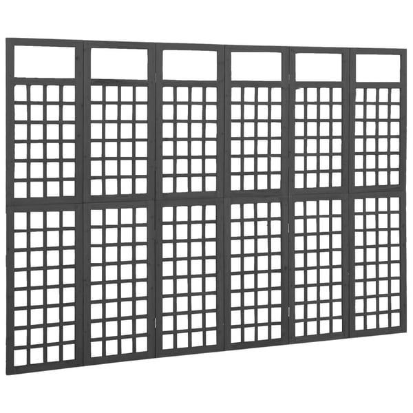 vidaXL Romdeler/espalier 6 paneler heltre svart 242,5x180 cm