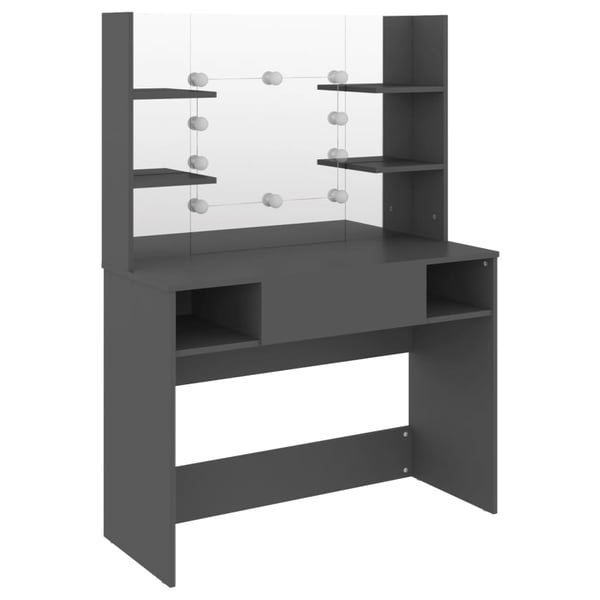 vidaXL Sminkebord med LED-lys 100x40x135 cm MDF grå