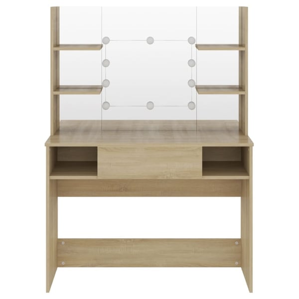 vidaXL Sminkebord med LED-lys 100x40x135 cm MDF eik