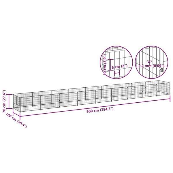 vidaXL Hundegård svart 9 m² stål