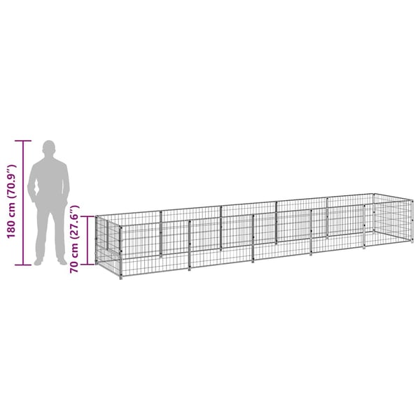 vidaXL Koiranhäkki hopea 5 m² teräs
