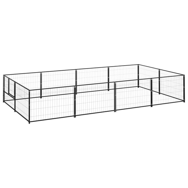vidaXL hundeløbegård 8 m² stål sort