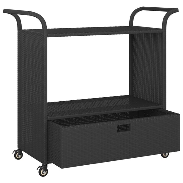 vidaXL Serveringsvogn med skuff svart 100x45x97 cm polyrotting