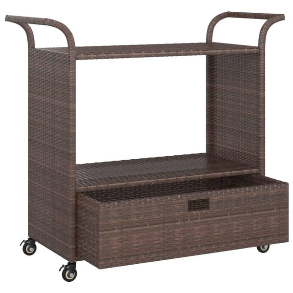 vidaXL Baarivaunu laatikolla ruskea 100x45x97 cm polyrottinki
