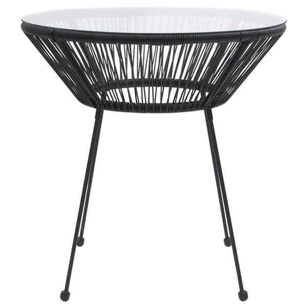 vidaXL havebord Ø70x74 cm rattan og glas sort