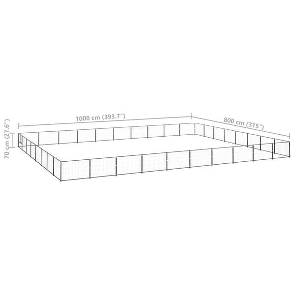 vidaXL Hundegård svart 80 m² stål