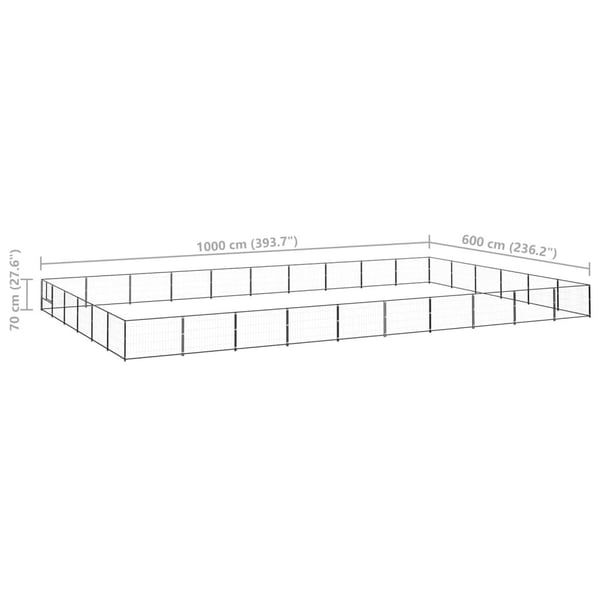 vidaXL hundeløbegård 60 m² stål sort