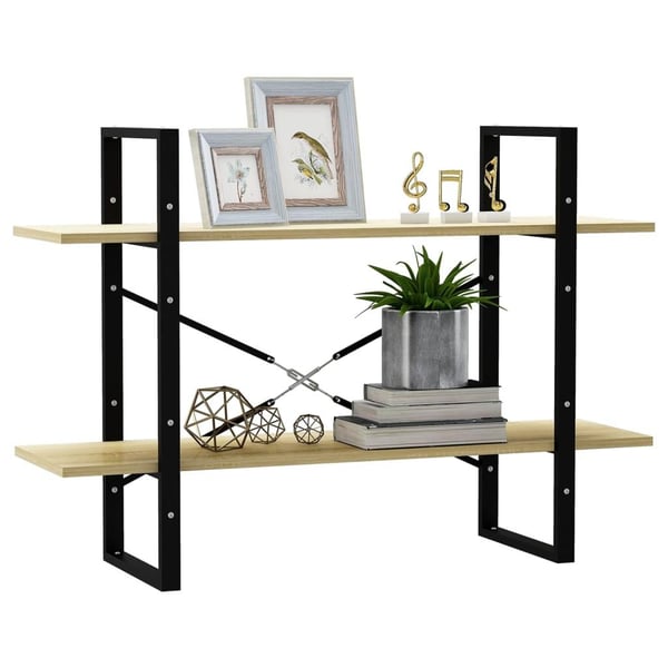 vidaXL bogreol med 2 hylder 100x30x70 cm konstrueret træ sonoma-eg