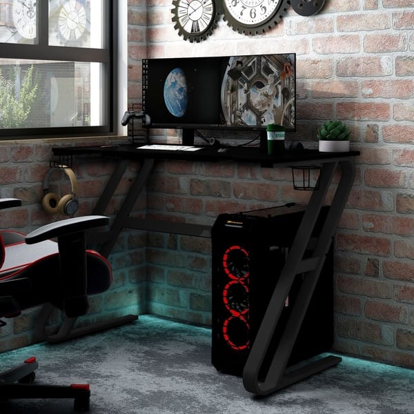 vidaXL gamerbord med ZZ-formede ben 110x60x75 cm sort