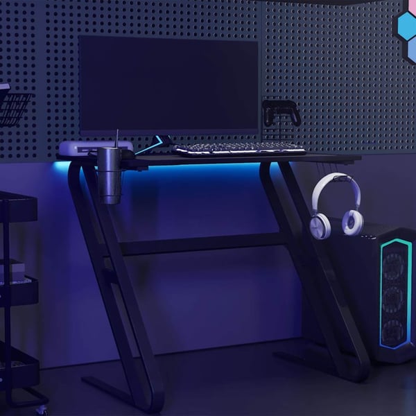 vidaXL Gamingbord med ZZ-formede ben svart 90x60x75 cm