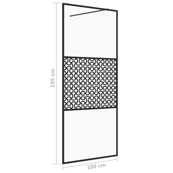 vidaXL brusevæg 100x195 cm klart sikkerhedsglas sort