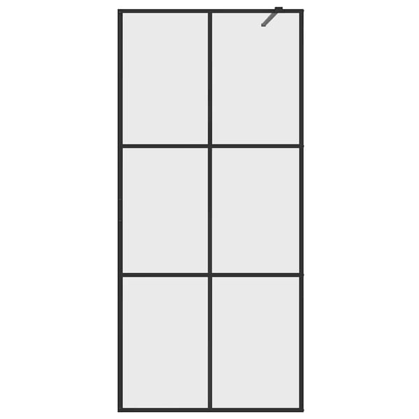 vidaXL brusevæg 90x195 cm klart sikkerhedsglas sort