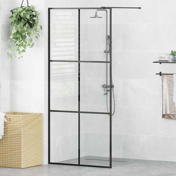 vidaXL brusevæg 90x195 cm klart sikkerhedsglas sort