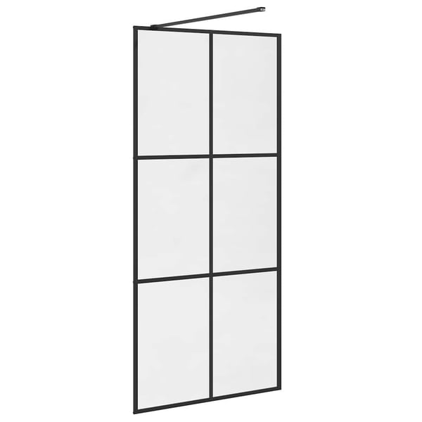 vidaXL brusevæg 90x195 cm klart sikkerhedsglas sort