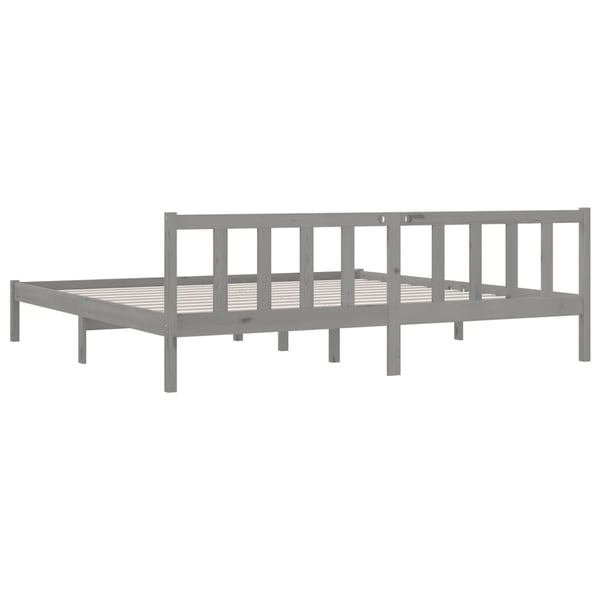 vidaXL Sengeramme grå heltre furu 200x200 cm