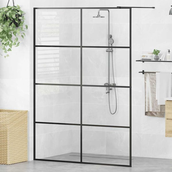 vidaXL brusevæg med klart sikkerhedsglas 140x195 cm sort
