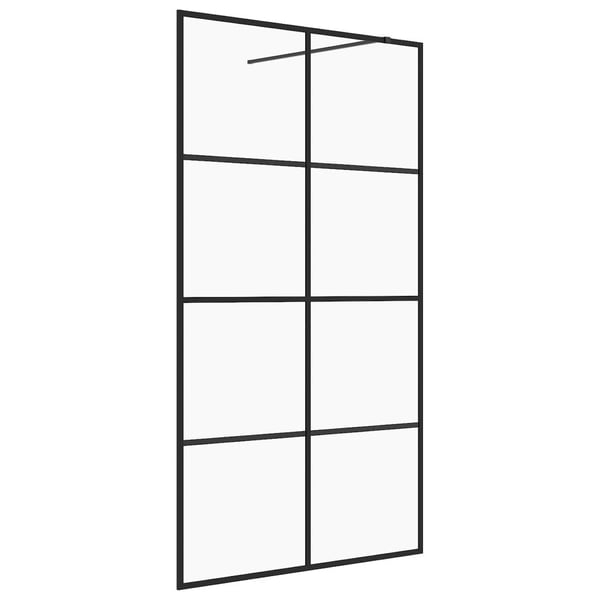 vidaXL brusevæg 115x195 cm klart sikkerhedsglas sort