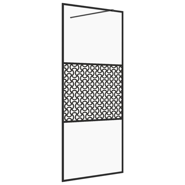 vidaXL brusevæg 115x195 cm klart sikkerhedsglas sort