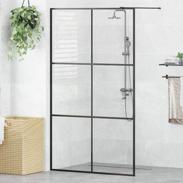 vidaXL Dusjvegg med klart ESG-glass 115x195 cm svart