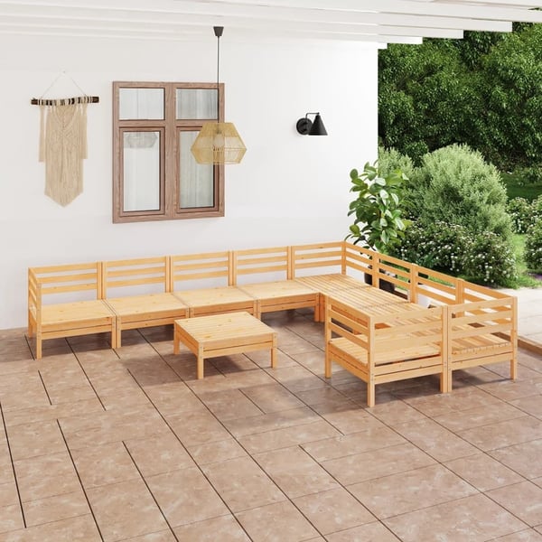 vidaXL Hagesofagruppe 10 deler heltre furu