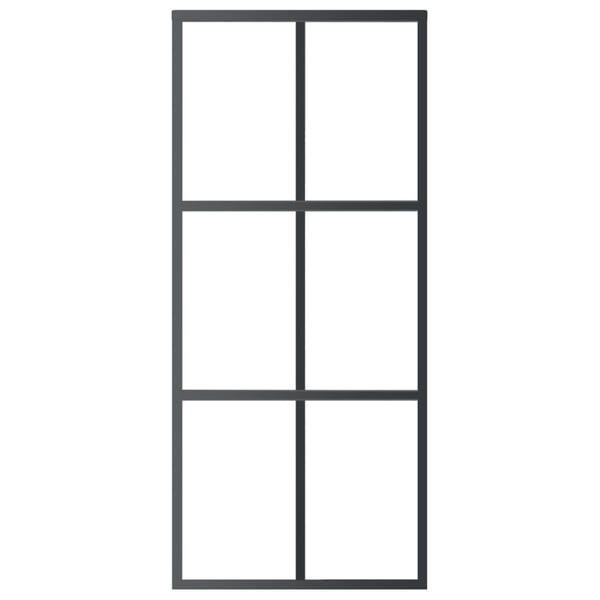 vidaXL skydedør m. monteringssæt 90x205 cm sikkerhedsglas og aluminium
