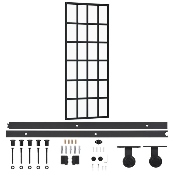 vidaXL skydedør m. monteringssæt 76x205 cm sikkerhedsglas og aluminium