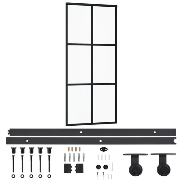 vidaXL Skyvedør med monteringssett 90x205 cm ESG glass og aluminium