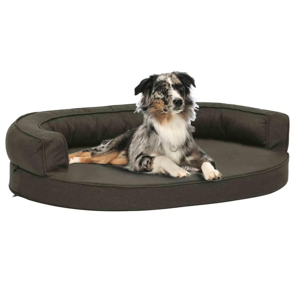 vidaXL ergonomisk hundeseng 75x53 cm hør-look mørkegrå